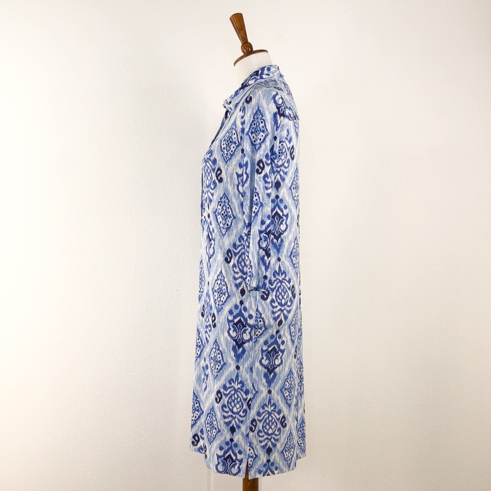 Tori Richard Blue White Print Tunic Dress - Picture 3 of 7